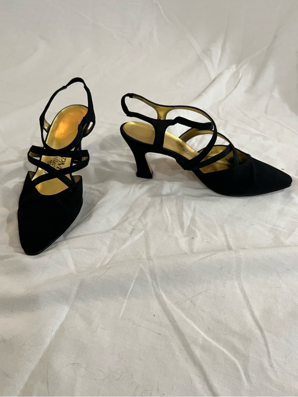 Vintage PM Collection by 925 Black Strappy Slingback Heels, women’s 5.5M